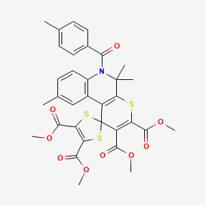 tetramethyl 5',5',9'-trimethyl-6'-(4-methylbenzoyl)-5',6'-dihydrospiro[1,3-dithiole-2,1'-thiopyrano[2,3-c]quinoline]-2',3',4,5-tetracarboxylate