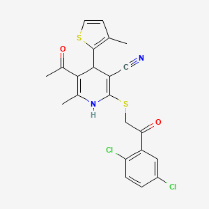molecular formula C22H18Cl2N2O2S2 B4964569 5-acetyl-2-{[2-(2,5-dichlorophenyl)-2-oxoethyl]thio}-6-methyl-4-(3-methyl-2-thienyl)-1,4-dihydro-3-pyridinecarbonitrile 