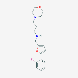 molecular formula C18H23FN2O2 B496460 N-{[5-(2-fluorophenyl)-2-furyl]methyl}-3-morpholin-4-ylpropan-1-amine 