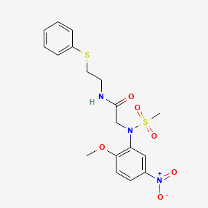 molecular formula C18H21N3O6S2 B4964611 N~2~-(2-methoxy-5-nitrophenyl)-N~2~-(methylsulfonyl)-N~1~-[2-(phenylthio)ethyl]glycinamide 