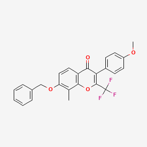 molecular formula C25H19F3O4 B4964634 7-(benzyloxy)-3-(4-methoxyphenyl)-8-methyl-2-(trifluoromethyl)-4H-chromen-4-one 