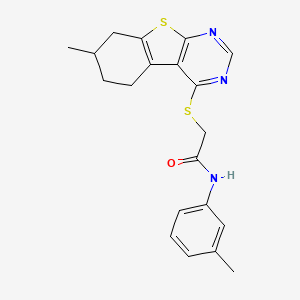 molecular formula C20H21N3OS2 B4964642 N-(3-methylphenyl)-2-[(7-methyl-5,6,7,8-tetrahydro[1]benzothieno[2,3-d]pyrimidin-4-yl)thio]acetamide 