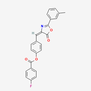 molecular formula C24H16FNO4 B4964680 4-{[2-(3-methylphenyl)-5-oxo-1,3-oxazol-4(5H)-ylidene]methyl}phenyl 4-fluorobenzoate 