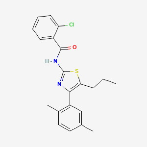 molecular formula C21H21ClN2OS B4964683 2-chloro-N-[4-(2,5-dimethylphenyl)-5-propyl-1,3-thiazol-2-yl]benzamide 