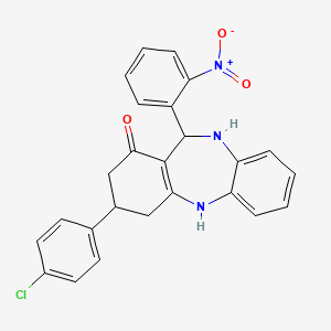 3-(4-chlorophenyl)-11-(2-nitrophenyl)-2,3,4,5,10,11-hexahydro-1H-dibenzo[b,e][1,4]diazepin-1-one