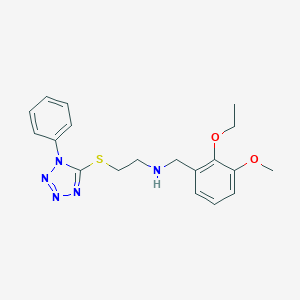 molecular formula C19H23N5O2S B496473 N-(2-ethoxy-3-methoxybenzyl)-2-[(1-phenyl-1H-tetrazol-5-yl)sulfanyl]ethanamine 