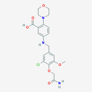 molecular formula C21H24ClN3O6 B496477 5-{[4-(2-Amino-2-oxoethoxy)-3-chloro-5-methoxybenzyl]amino}-2-(4-morpholinyl)benzoic acid 