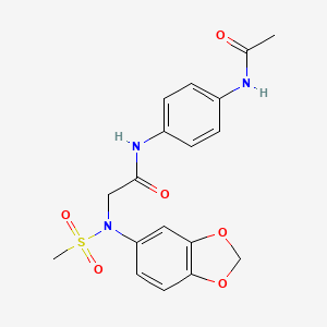 molecular formula C18H19N3O6S B4964784 N~1~-[4-(acetylamino)phenyl]-N~2~-1,3-benzodioxol-5-yl-N~2~-(methylsulfonyl)glycinamide 