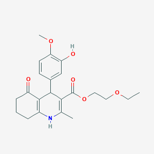molecular formula C22H27NO6 B4964797 2-ethoxyethyl 4-(3-hydroxy-4-methoxyphenyl)-2-methyl-5-oxo-1,4,5,6,7,8-hexahydro-3-quinolinecarboxylate 