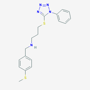 molecular formula C18H21N5S2 B496480 N-[4-(methylsulfanyl)benzyl]-3-[(1-phenyl-1H-tetrazol-5-yl)sulfanyl]propan-1-amine 