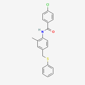 molecular formula C21H18ClNOS B4964813 4-chloro-N-{2-methyl-4-[(phenylthio)methyl]phenyl}benzamide 