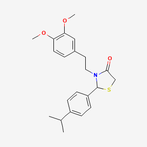 molecular formula C22H27NO3S B4964827 3-[2-(3,4-dimethoxyphenyl)ethyl]-2-(4-isopropylphenyl)-1,3-thiazolidin-4-one 