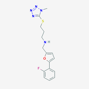 molecular formula C16H18FN5OS B496483 N-{[5-(2-fluorophenyl)furan-2-yl]methyl}-3-[(1-methyl-1H-tetrazol-5-yl)sulfanyl]propan-1-amine 