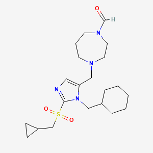 molecular formula C21H34N4O3S B4964836 4-({1-(cyclohexylmethyl)-2-[(cyclopropylmethyl)sulfonyl]-1H-imidazol-5-yl}methyl)-1,4-diazepane-1-carbaldehyde 