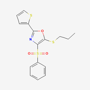 molecular formula C16H15NO3S3 B4964888 4-(phenylsulfonyl)-5-(propylthio)-2-(2-thienyl)-1,3-oxazole 