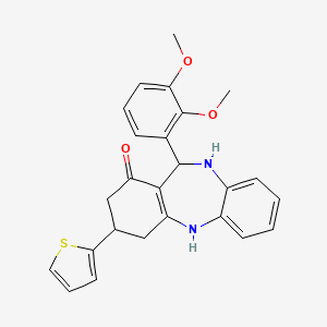 molecular formula C25H24N2O3S B4964917 11-(2,3-dimethoxyphenyl)-3-(2-thienyl)-2,3,4,5,10,11-hexahydro-1H-dibenzo[b,e][1,4]diazepin-1-one 