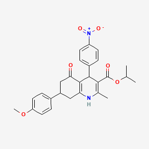 molecular formula C27H28N2O6 B4964926 isopropyl 7-(4-methoxyphenyl)-2-methyl-4-(4-nitrophenyl)-5-oxo-1,4,5,6,7,8-hexahydro-3-quinolinecarboxylate 