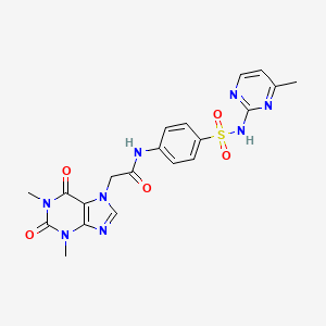 molecular formula C20H20N8O5S B4964929 2-(1,3-dimethyl-2,6-dioxo-1,2,3,6-tetrahydro-7H-purin-7-yl)-N-(4-{[(4-methyl-2-pyrimidinyl)amino]sulfonyl}phenyl)acetamide 