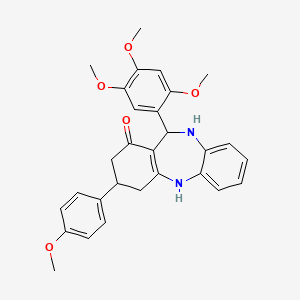molecular formula C29H30N2O5 B4965140 3-(4-methoxyphenyl)-11-(2,4,5-trimethoxyphenyl)-2,3,4,5,10,11-hexahydro-1H-dibenzo[b,e][1,4]diazepin-1-one 