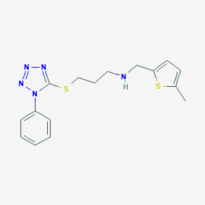 molecular formula C16H19N5S2 B496516 N-[(5-methylthien-2-yl)methyl]-N-{3-[(1-phenyl-1H-tetrazol-5-yl)thio]propyl}amine 