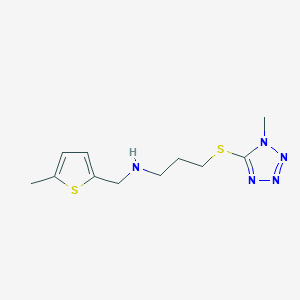 molecular formula C11H17N5S2 B496517 N-{3-[(1-methyl-1H-tetrazol-5-yl)thio]propyl}-N-[(5-methylthien-2-yl)methyl]amine 