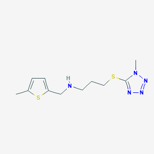 molecular formula C11H17N5S2 B496517 {3-[(1-METHYL-1H-1,2,3,4-TETRAZOL-5-YL)SULFANYL]PROPYL}[(5-METHYLTHIOPHEN-2-YL)METHYL]AMINE 