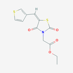 molecular formula C12H11NO4S2 B4965172 ethyl 2-[(5E)-2,4-dioxo-5-(thiophen-3-ylmethylidene)-1,3-thiazolidin-3-yl]acetate 