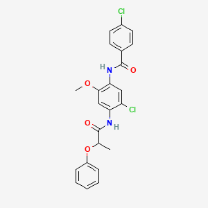 molecular formula C23H20Cl2N2O4 B4965188 4-chloro-N-{5-chloro-2-methoxy-4-[(2-phenoxypropanoyl)amino]phenyl}benzamide 