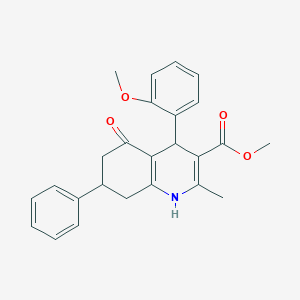 molecular formula C25H25NO4 B4965203 Methyl 4-(2-methoxyphenyl)-2-methyl-5-oxo-7-phenyl-1,4,5,6,7,8-hexahydroquinoline-3-carboxylate 