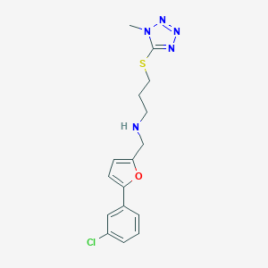 molecular formula C16H18ClN5OS B496521 N-{[5-(3-chlorophenyl)-2-furyl]methyl}-N-{3-[(1-methyl-1H-tetraazol-5-yl)sulfanyl]propyl}amine 