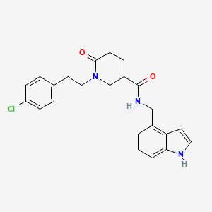 molecular formula C23H24ClN3O2 B4965241 1-[2-(4-chlorophenyl)ethyl]-N-(1H-indol-4-ylmethyl)-6-oxo-3-piperidinecarboxamide 