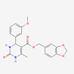 molecular formula C21H20N2O6 B4965266 1,3-benzodioxol-5-ylmethyl 4-(3-methoxyphenyl)-6-methyl-2-oxo-1,2,3,4-tetrahydro-5-pyrimidinecarboxylate 