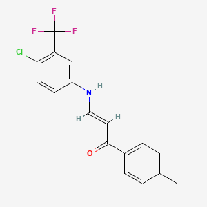 molecular formula C17H13ClF3NO B4965324 3-{[4-chloro-3-(trifluoromethyl)phenyl]amino}-1-(4-methylphenyl)-2-propen-1-one 