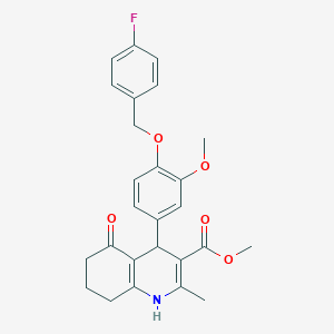 molecular formula C26H26FNO5 B4965366 methyl 4-{4-[(4-fluorobenzyl)oxy]-3-methoxyphenyl}-2-methyl-5-oxo-1,4,5,6,7,8-hexahydro-3-quinolinecarboxylate 