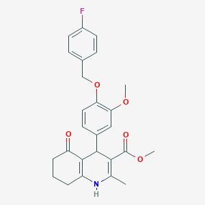 molecular formula C26H26FNO5 B4965366 Methyl 4-{4-[(4-fluorobenzyl)oxy]-3-methoxyphenyl}-2-methyl-5-oxo-1,4,5,6,7,8-hexahydroquinoline-3-carboxylate 