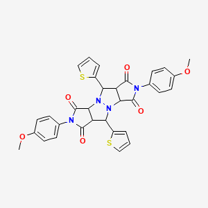 molecular formula C32H26N4O6S2 B4965378 2,7-bis(4-methoxyphenyl)-5,10-di-2-thienyltetrahydropyrrolo[3,4-c]pyrrolo[3',4':4,5]pyrazolo[1,2-a]pyrazole-1,3,6,8(2H,3aH,5H,7H)-tetrone 