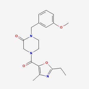 molecular formula C19H23N3O4 B4965407 4-[(2-ethyl-4-methyl-1,3-oxazol-5-yl)carbonyl]-1-(3-methoxybenzyl)-2-piperazinone 