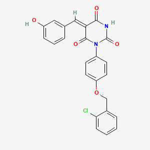 molecular formula C24H17ClN2O5 B4965417 1-{4-[(2-chlorobenzyl)oxy]phenyl}-5-(3-hydroxybenzylidene)-2,4,6(1H,3H,5H)-pyrimidinetrione 