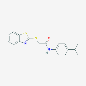 molecular formula C18H18N2OS2 B496564 2-(1,3-Benzothiazol-2-ylsulfanyl)-N-(4-isopropylphenyl)acetamide CAS No. 386765-07-7
