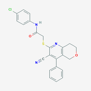 molecular formula C23H18ClN3O2S B496565 N-(4-chlorophenyl)-2-[(3-cyano-4-phenyl-7,8-dihydro-5H-pyrano[4,3-b]pyridin-2-yl)sulfanyl]acetamide 