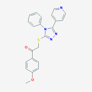molecular formula C22H18N4O2S B496570 1-(4-Methoxyphenyl)-2-[(4-phenyl-5-pyridin-4-yl-4h-1,2,4-triazol-3-yl)thio]ethanone 