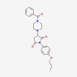 molecular formula C24H27N3O4 B4965768 3-(4-benzoyl-1-piperazinyl)-1-(4-propoxyphenyl)-2,5-pyrrolidinedione 
