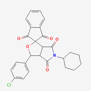 3-(4-chlorophenyl)-5-cyclohexyl-3a,6a-dihydrospiro[furo[3,4-c]pyrrole-1,2'-indene]-1',3',4,6(3H,5H)-tetrone