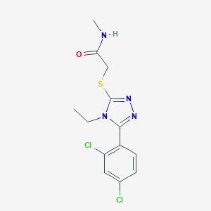 molecular formula C13H14Cl2N4OS B496580 2-{[5-(2,4-dichlorophenyl)-4-ethyl-4H-1,2,4-triazol-3-yl]sulfanyl}-N-methylacetamide 