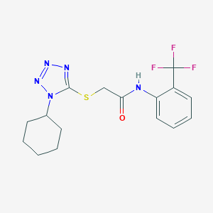 molecular formula C16H18F3N5OS B496582 2-[(1-cyclohexyl-1H-tetraazol-5-yl)sulfanyl]-N-[2-(trifluoromethyl)phenyl]acetamide 