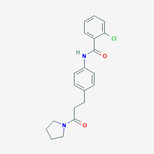 molecular formula C20H21ClN2O2 B496591 2-chloro-N-[4-(3-oxo-3-pyrrolidin-1-ylpropyl)phenyl]benzamide 