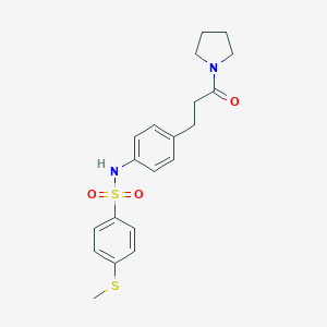 molecular formula C20H24N2O3S2 B496593 4-(methylsulfanyl)-N-{4-[3-oxo-3-(1-pyrrolidinyl)propyl]phenyl}benzenesulfonamide 