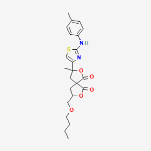 molecular formula C23H28N2O5S B4965959 8-(butoxymethyl)-3-methyl-3-{2-[(4-methylphenyl)amino]-1,3-thiazol-4-yl}-2,7-dioxaspiro[4.4]nonane-1,6-dione 