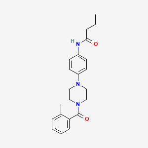 molecular formula C22H27N3O2 B4965976 N-{4-[4-(2-methylbenzoyl)-1-piperazinyl]phenyl}butanamide 