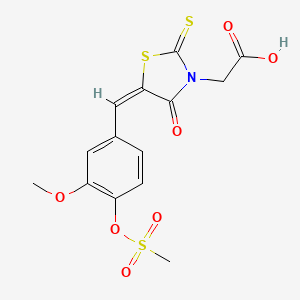 molecular formula C14H13NO7S3 B4965990 (5-{3-methoxy-4-[(methylsulfonyl)oxy]benzylidene}-4-oxo-2-thioxo-1,3-thiazolidin-3-yl)acetic acid 